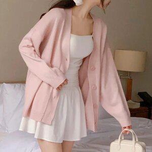 (데일리여리무드/군살커버템) 이네프 브이넥 루즈핏 베이직 가디건 cd3041