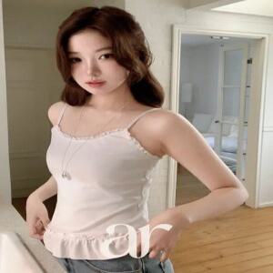 (스트랩조절가능/사계절템/핀터레스트감성) 모엔 레이스 프릴 슬리브리스 나시 ts4851