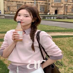 (MADE/이지워셔블/2넥타입) 모비 팬던트 라운드 브이넥 워셔블 긴팔 니트 nt5470