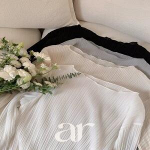 레이 물결 플리츠 티셔츠 블라우스 ts4962