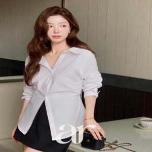 (투웨이핏/스트랩셔츠) 허리라인 코튼 카라 셔츠 블라우스 오피스룩 출근룩 bs8715