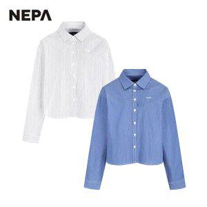 네파 여성 라이프 스트라이프 긴팔 셔츠(크롭) 7J21541