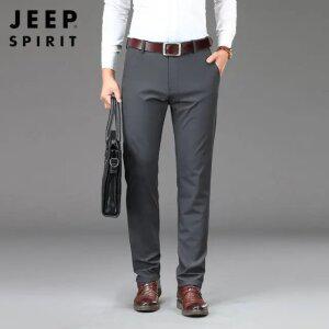 JEEP SPIRIT 봄 가을 남성 스트레이트 캐주얼 바지 일자핏 정장 팬츠