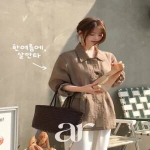 린넨 카라 허리 스트랩 하프 자켓 jk3082