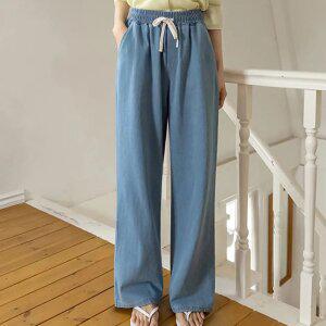 이지템 와이드데님 밴딩팬츠