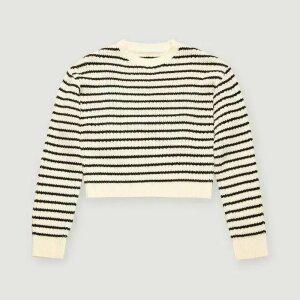 [행텐]여성 스트라이프 텍스처드 크롭 니트-SE2061046014034