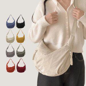 트래블라라 여성 여행용 크로스백 반달 보부상 미니백 가벼운 나일론 해외 여행 핸드폰