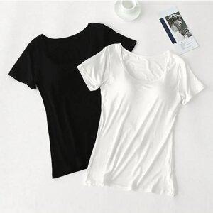 모달 캡내장 반팔 티셔츠 브라캡 잠옷 여성반팔런닝