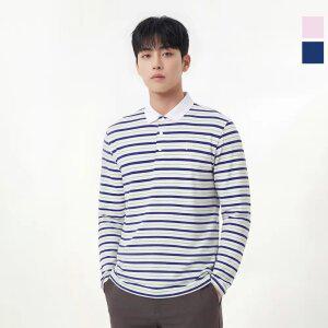 웨스트우드 남성 스트라이프 긴팔 폴로티_WO2MCTP443