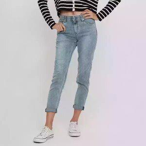 여성) 보이핏 솔트워싱 워싱 데님팬츠 라이트블루 AM3DBF558-LB