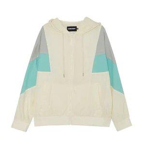 공용) 후드 절개 배색 바람막이 점퍼 _AM2WWU441-IV