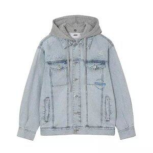 공용) 후드 탈부착 자수프린트 오픈구제 솔트워싱 오버사이즈 DJ_AN1DDJ241-LB