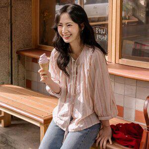 [JUST BETTER] 메이린 스트라이프 끈 블라우스