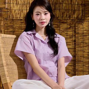 [체이스컬트] [2color] 여자 카라 반팔 블라우스