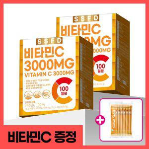 [4/16 비타민C10포 더]순수식품 비타민C 3000MG 2박스(200포) 100% 분말 파우더 스틱
