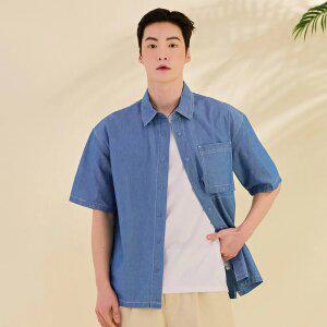 [체이스컬트] [2color] 남자 데님 반팔셔츠