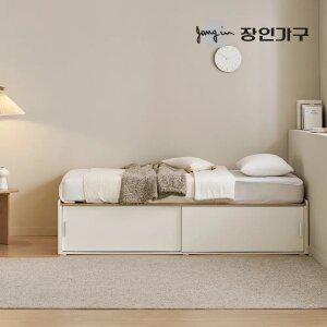 장인가구 도피오 슬라이딩 빅수납 침대 프레임 SS (높이420)+7존포켓+밀림방지패널