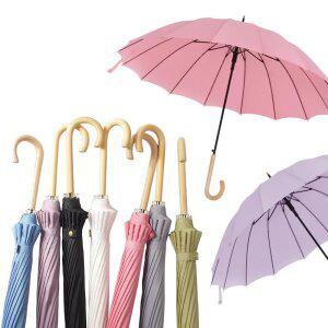 [1개+1개] 파스텔 장우산 16살대 커플 튼튼한 우드손잡이 우산
