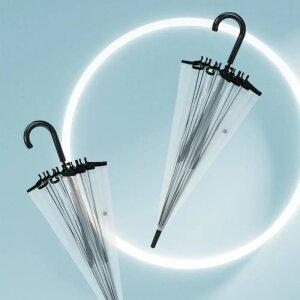 [1개+1개] 블랙라인 16살대 투명 장우산 폭우대비 튼튼한 투명 장우산