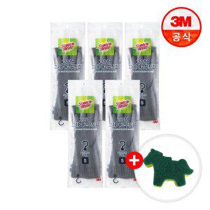 [최종 12,720원] 3M 고리형 그레이 고무장갑 소 5개(소/중/대 선택)+ 말모양 수세미 증