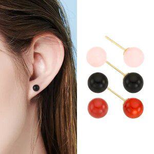 [골드피아] 14K 로즈쿼츠/베이직원석 귀걸이