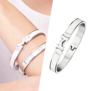 [골드피아] 화이트 에나멜 뱅글팔찌