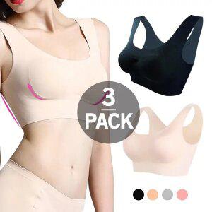 (3장세트)U넥 심리스브라 런닝 노와이어 브라탑 브래지어