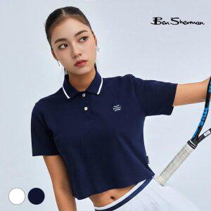 [택가 68,000원] 벤셔먼 여성 테니스 카라 크롭 반팔 티셔츠 네이비 BNBTS756F