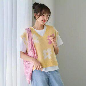 [핑크시슬리] 데이지 V넥 박스 니트 조끼