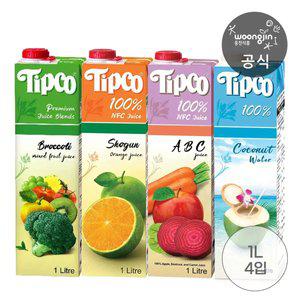 [웅진식품] 팁코 1L 4개 골라담기(쇼군오렌지,브로콜리,ABC,코코넛 중 택3)