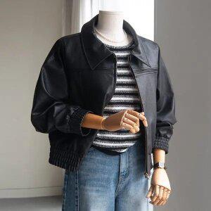 (안나앤모드) A. 서린 에센셜 레더 블루종[자켓D1119R01]