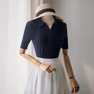 (안나앤모드) A. 엑터 오픈카라 니트 탑[니트E0121R01]