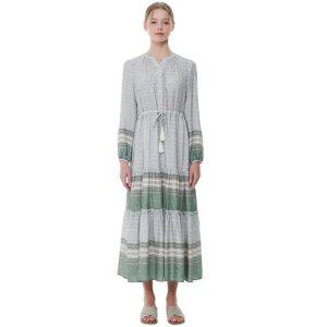 허리스트링 보더프린트 롱 원피스 PP1WO203