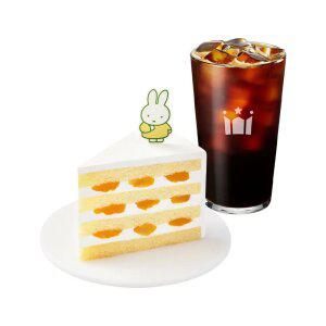 [할리스] 아메리카노 R + 미피 망고 생크림 케이크