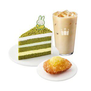 [할리스] 바닐라 딜라이트 R + 미피 말차 슈크림 케이크 + 레몬 마들렌