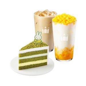 [할리스] 미피의 애플망고 라떼 R + 바닐라 딜라이트 R + 미피 말차 슈크림 케이크