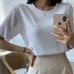 어나더블 퍼스트 루즈핏 베이직 라운드넥 썸머 반팔니트