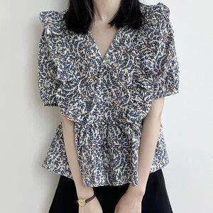 어나더블 카투니 프릴 블라우스