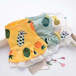 강아지옷 고양이옷 봄 여름 가을 파인애플 원피스 실내복 외출복 S-XL