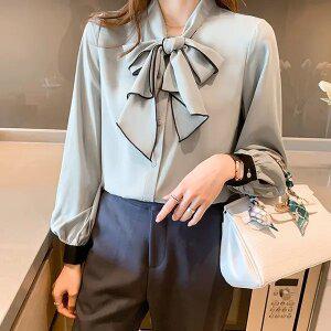 어나더블 모쉐 리본 블라우스