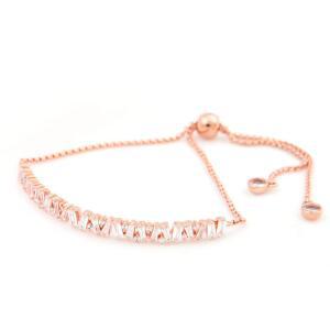 클레오 / 14Kgp 여자 패션 볼드 레이어드 로즈골드 체인 예쁜 우정 팔찌