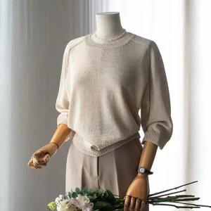 (안나앤모드) dewar 린넨 7부 라운드 니트[니트EFU83]