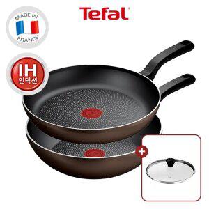 [테팔] 라이트쿡 인덕션 프라이팬 2종(팬28+웍28) (+레온 유리뚜껑28cm)