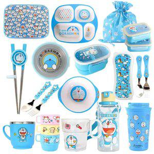 도라에몽 유아식기 교정젓가락 스푼포크 멜라민 식기 빨대컵 물통 양치컵 피크닉 2단