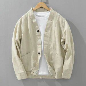 여름 루즈핏 남자 얇은 썸머 린넨 가디건가벼운 재킷 살구 M
