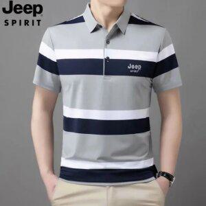JEEP SPIRIT 반팔 남성 여름 슬림 데일리 오버핏 줄무늬 카라 티셔츠