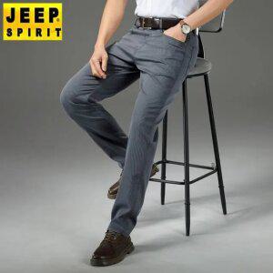 JEEP 봄/여름 남성 청바지 스트레이트 일자 슬림핏 탄성 팬츠 비즈니스 캐주얼 청바지