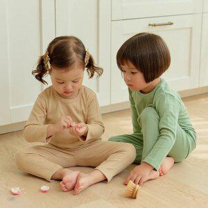 [키키스토리] 라인골지 (베이지/그린) 30수 스판 실내복