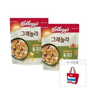 켈로그 통귀리그래놀라 500g, 2개+증정(리유저블백 빨강, 1개)