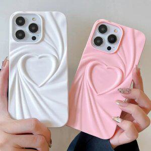 최신 귀여운 아이폰 케이스 하트 주름 컬러 / 핸드폰케이스 16 15 14 13 프로 프로맥스